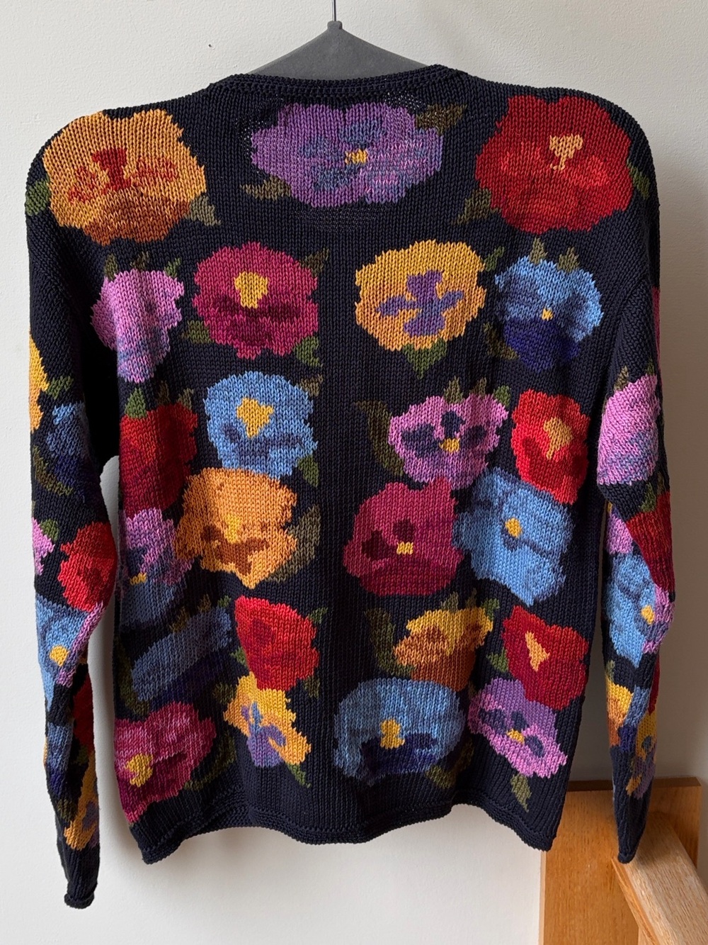 Peruvian Connection Floral Intarsia Cardigan Sweater Pima Cotton Small 🌺